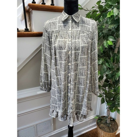 Boutique Freeway Women's Black & White Polyester Collared Long Sleeve Blouse S - Picture 1 of 11